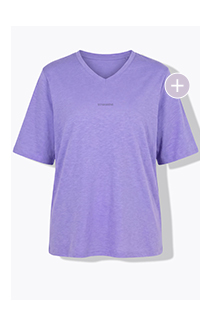 T-shirt, scritta sul petto, relaxed-fit, scollo a V, mezze maniche