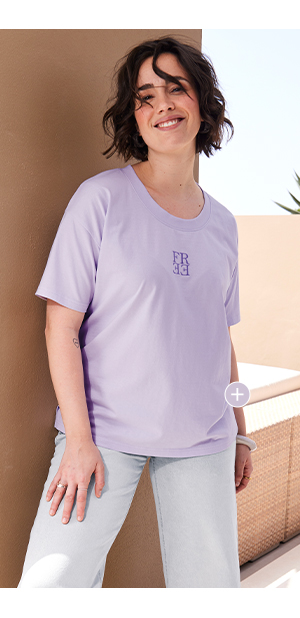 T-shirt, stampa sul petto e sul retro, oversize, scollo tondo, mezze maniche