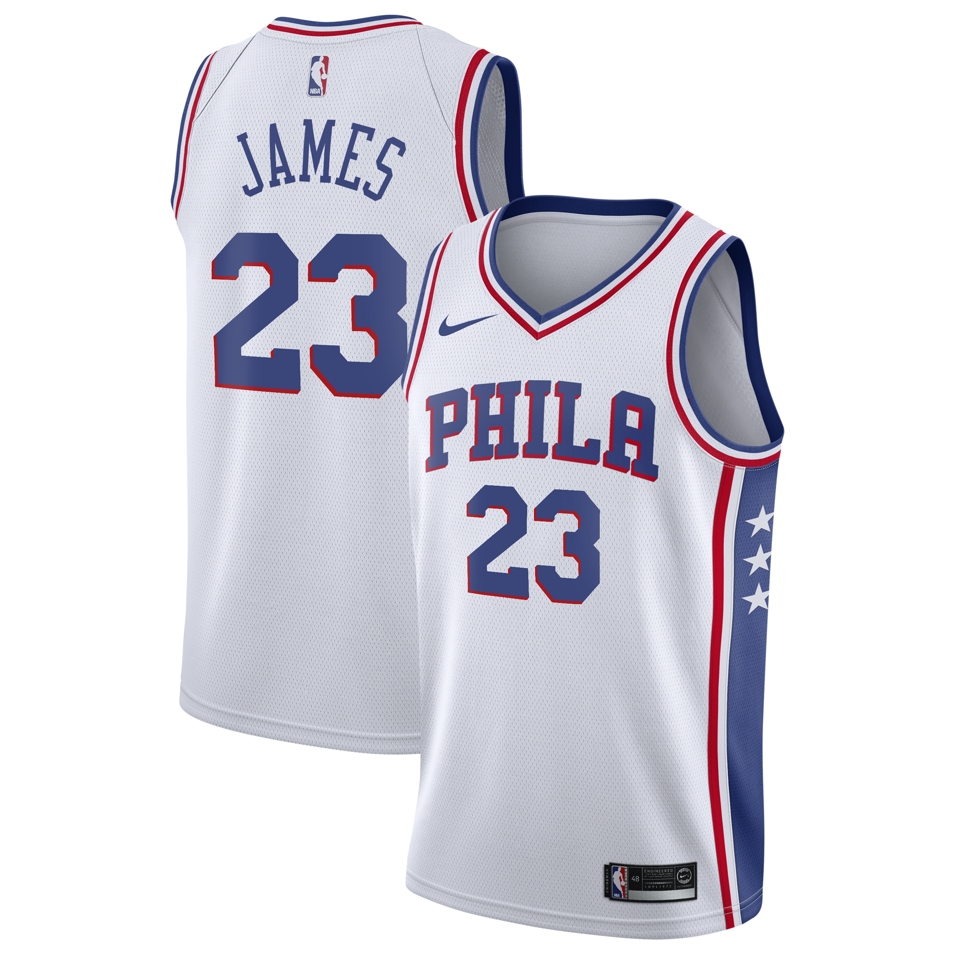Maglia Philadelphia 76ers Nike Association Edition Swingman – Bianco – Lebron James – Ragazzi