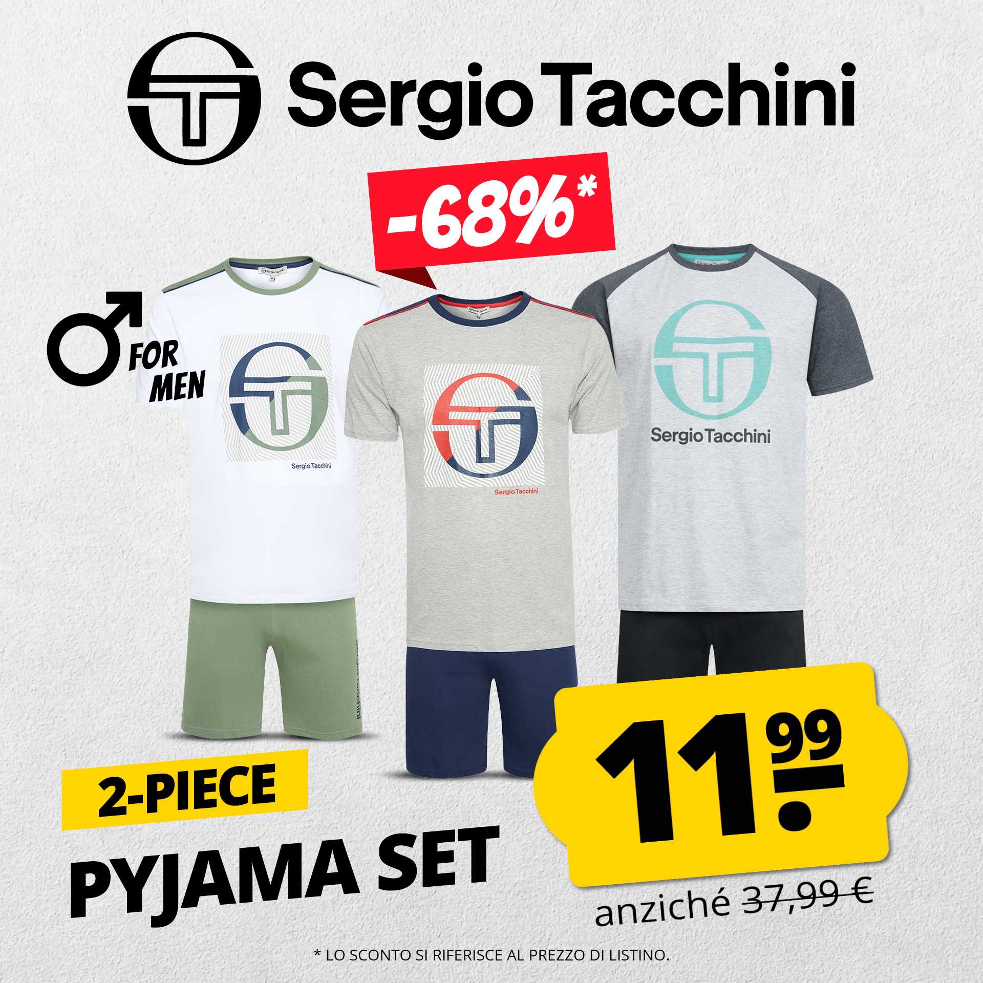 sergio tacchini uomo manica corta pigiama set 2 pezzi