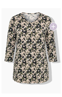 T-shirt, stampa floreale, pieghe centrali, taglio svasato, scollo a V, maniche crop