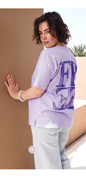 T-shirt, stampa sul petto e sul retro, oversize, scollo tondo, mezze maniche