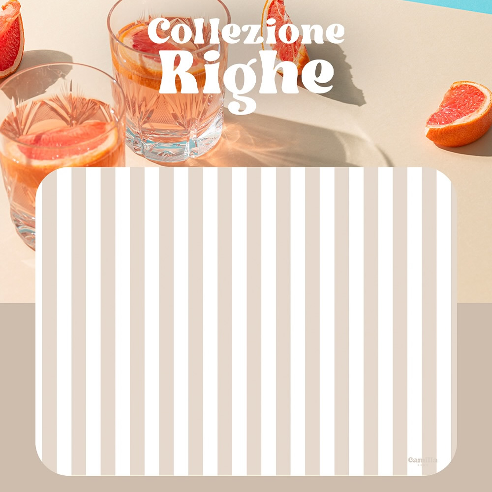 Image of TOVAGLIETTA RETTANGOLARE RIGHE BIANCO E BEIGE CHIARO CAMILLA HOME