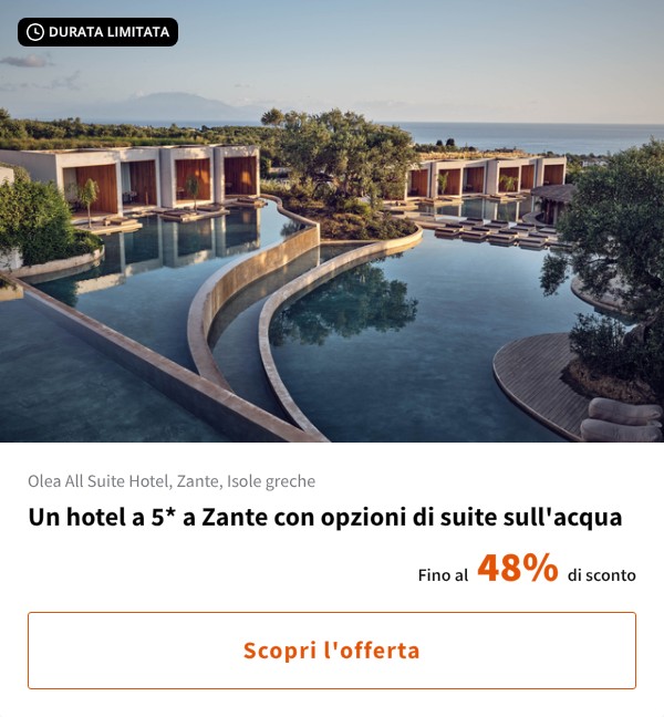 Un hotel a 5* a Zante con opzioni di suite sull'acqua