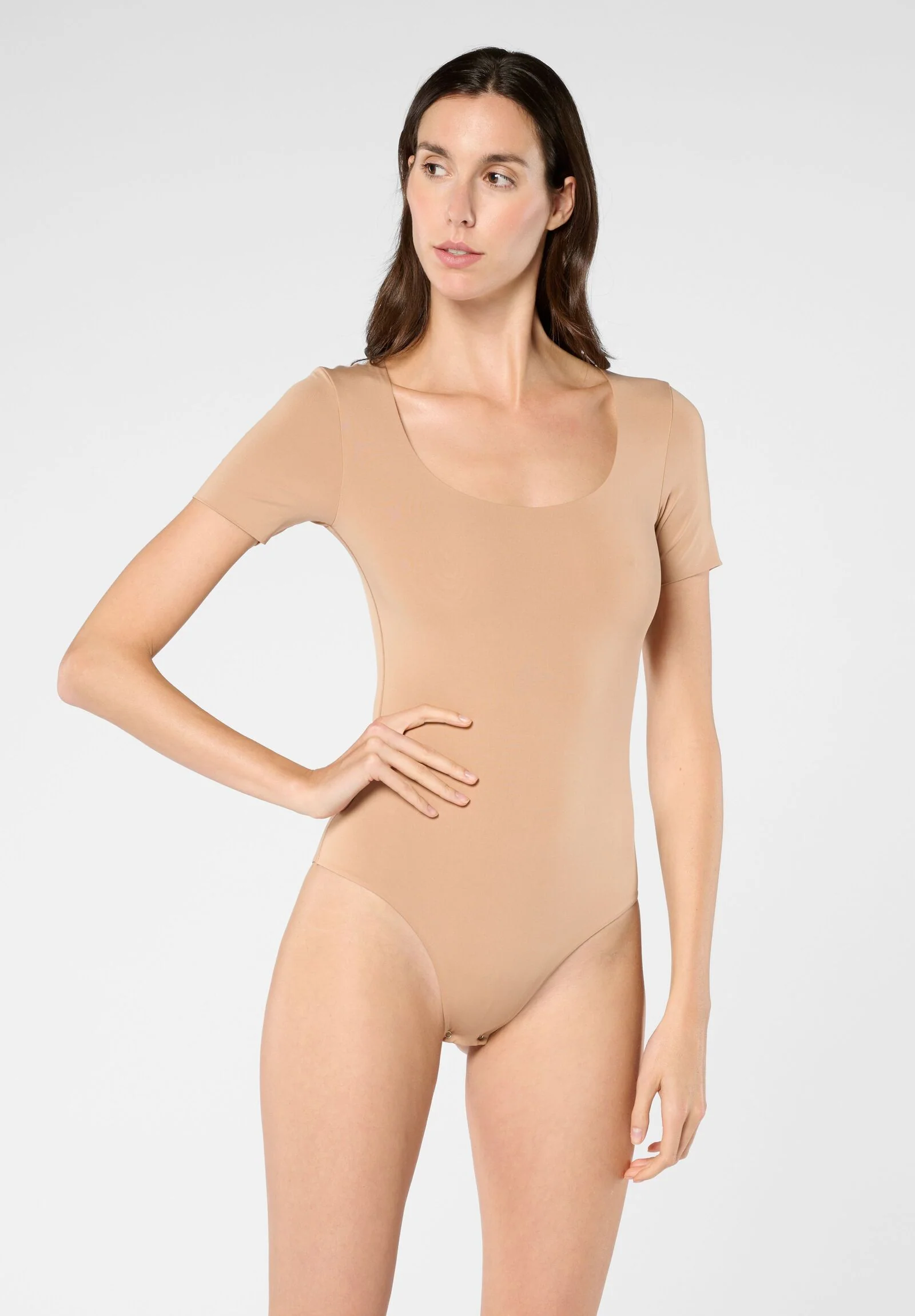 Image of Body Maniche Corte in Eco-Microfibra Elasticizzata Skinwear - Nudo