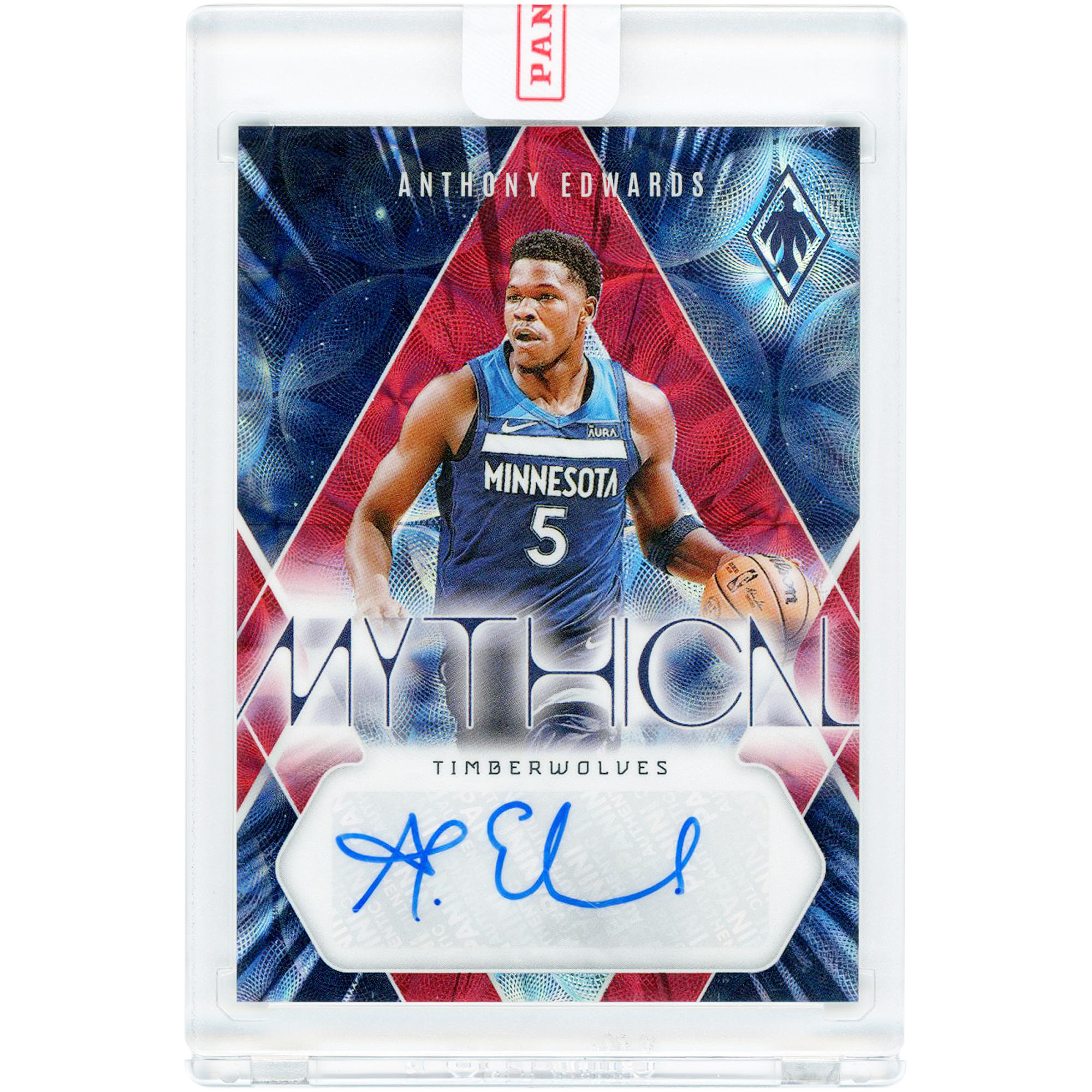 Carta autografata di Anthony Edwards dei Minnesota Timberwolves, Panini Phoenix Mythical Red Scope 2023-24 #MA-ANT #24/25