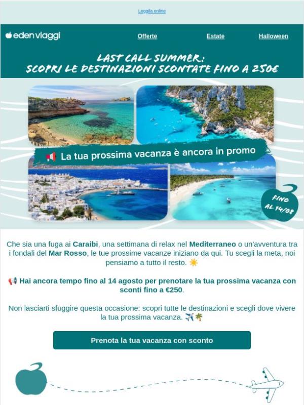Fino a 250€ di sconto sulle tue vacanze 🌅✈️