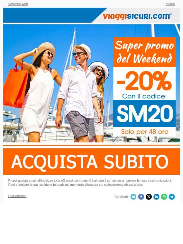 Il weekend è arrivato: - 20% su tutte le polizze!