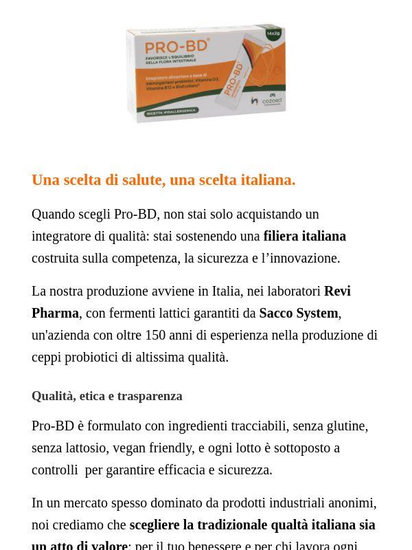 🇮🇹 Scegliere Pro-BD significa sostenere la qualità italiana