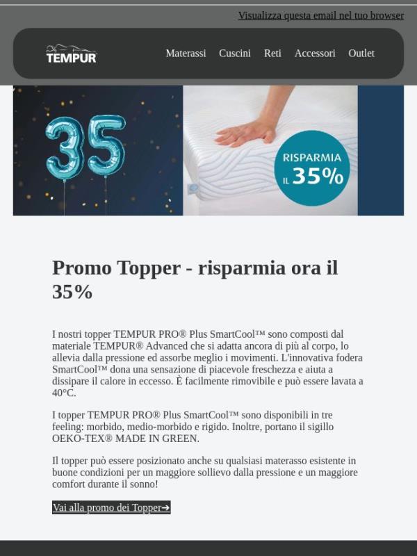 Approfitta della nostra promozione Topper TEMPUR®