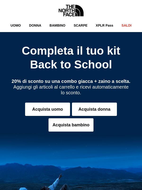 20% di sconto su combo giacca + zaino.