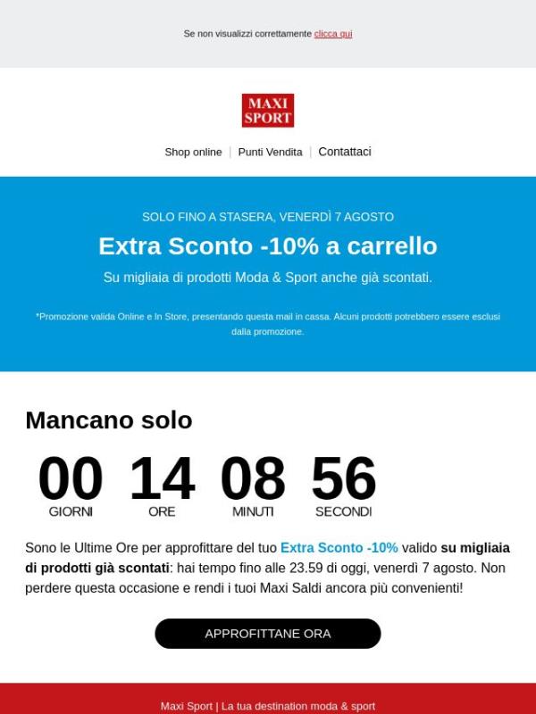 ⏳ ULTIME ORE: il tuo Extra Sconto termina stasera!