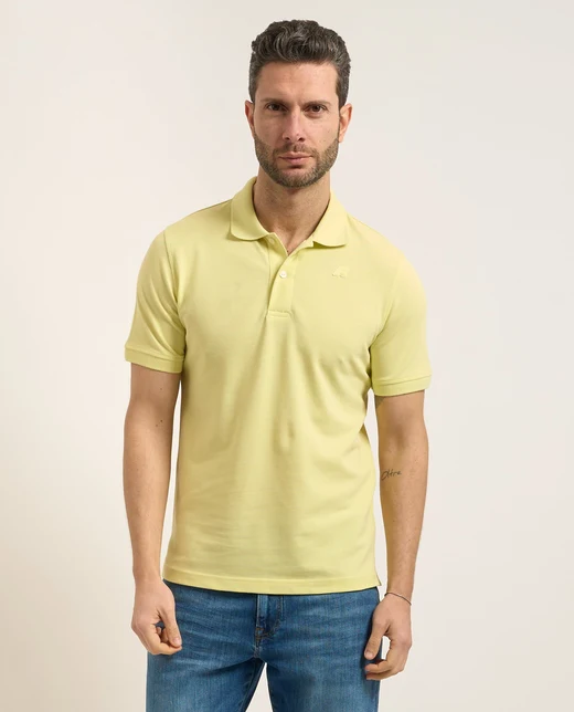 Polo in Piquet Stretch con Logo / Giallo