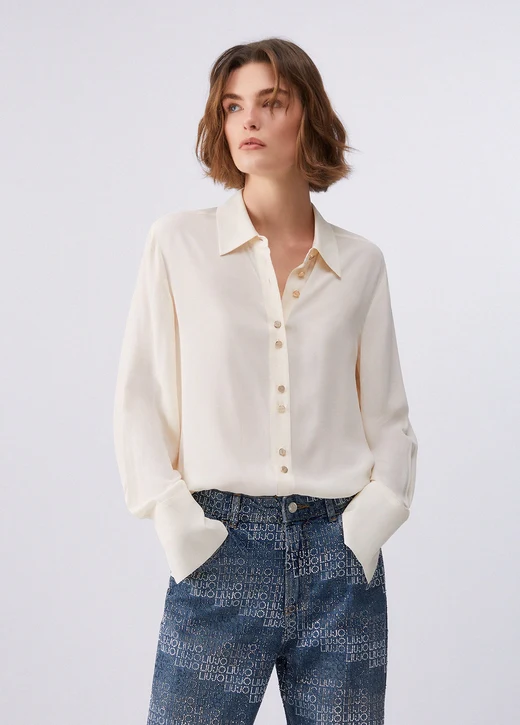 Camicia con Bottoni Logati / Beige