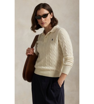 Polo beige in lana e cashmere