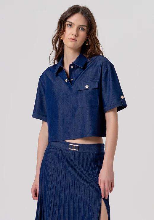 Polo Regular con Bottoni / Blu