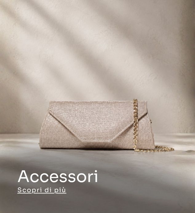 Beige textured envelope clutch purse with gold chain strap on a neutral studio backdrop, styled for accessories promotion