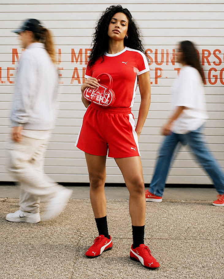 PUMA T-shirt a manica corta T7 rossa da donna