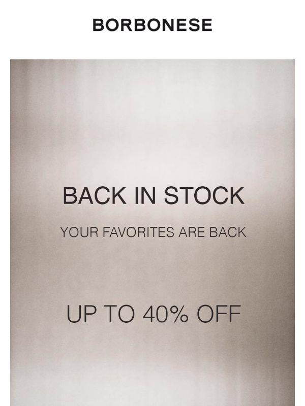 Sale: Back in stock