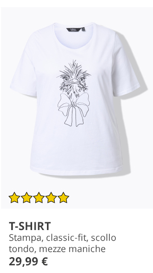 T-shirt classica con bouquet, scollo a girocollo e mezze maniche