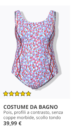 Costume da bagno senza coppe con macchiette, pistagna e scollo rotondo