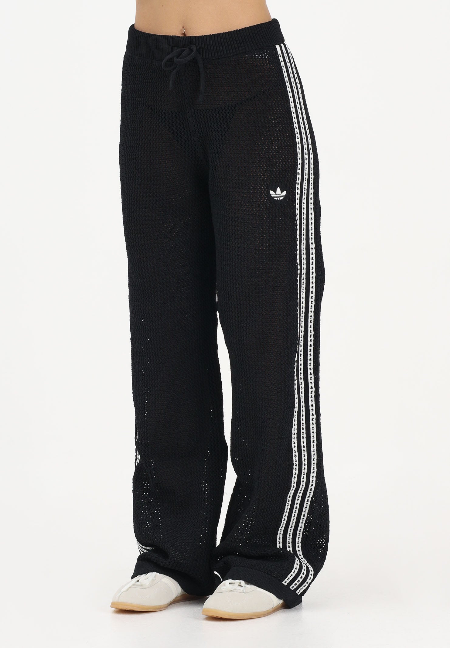 Image of ADIDAS ORIGINALS Pantalone KNITTED CROCHET FIREBIRD nero da donna