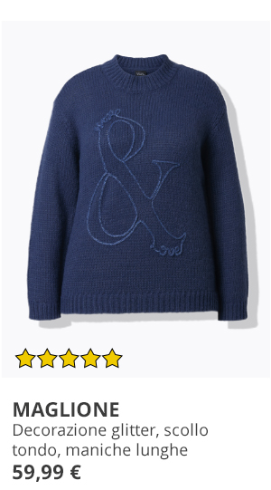 Maglione con applicazione glitterata, scollo a girocollo e maniche lunghe
