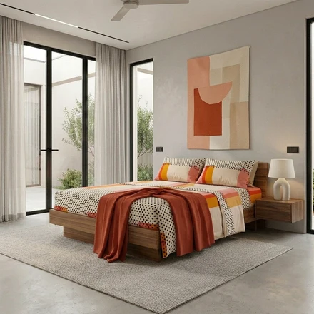 Completo Letto Matrimoniale in Cotone con Stampa Kiljan Multicolor