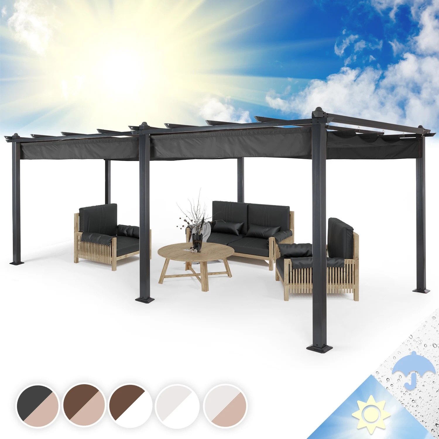 Pantheon Pergola 3x6m Pergola Nero