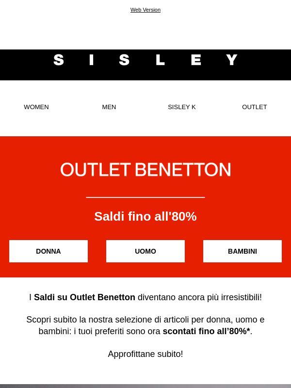 Aumentano i Saldi su Outlet Benetton: fino all’80%