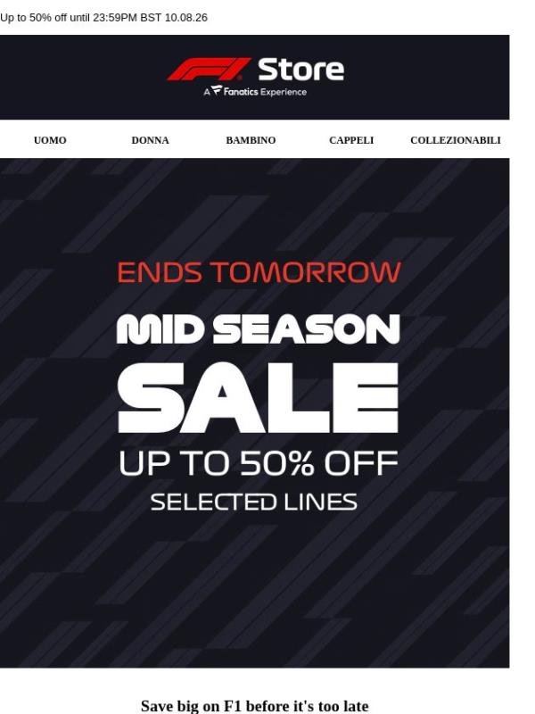 Mid Season Sale Ends Tomorrow!