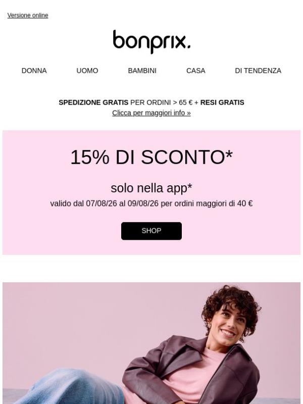 Ultimo giorno: 15% di sconto nella App