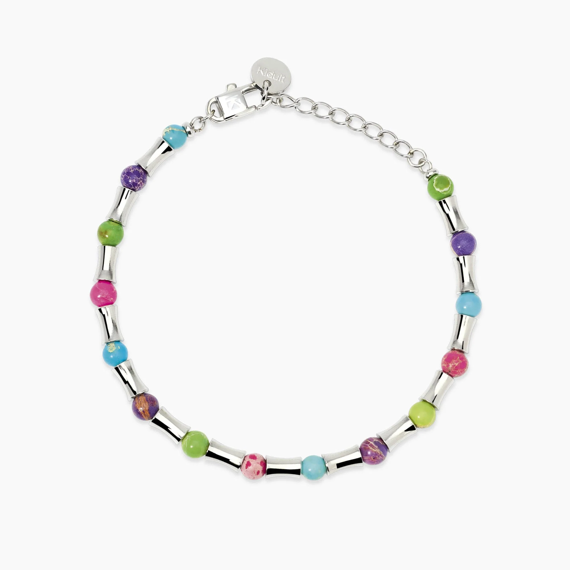 Image of Bracciale con elementi bambù e diaspri multicolor STYLE 79