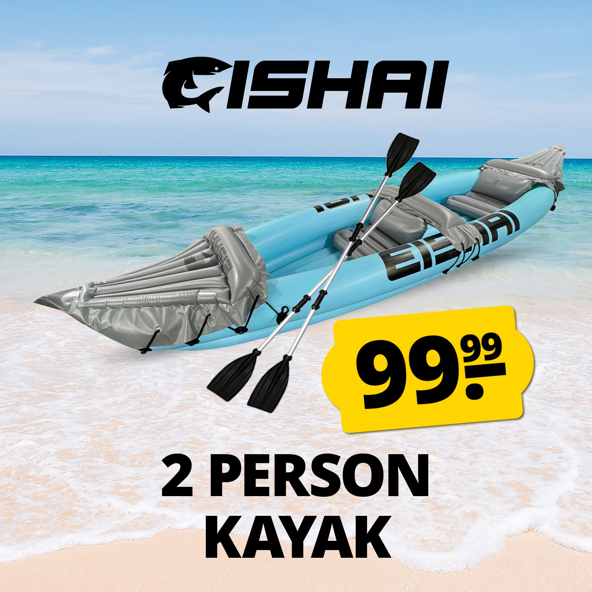 eishai flow kayak gonfiabile per 2 persone con pagaie e pompa