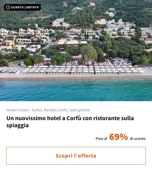 Un nuovissimo hotel a Corfù con ristorante sulla spiaggia