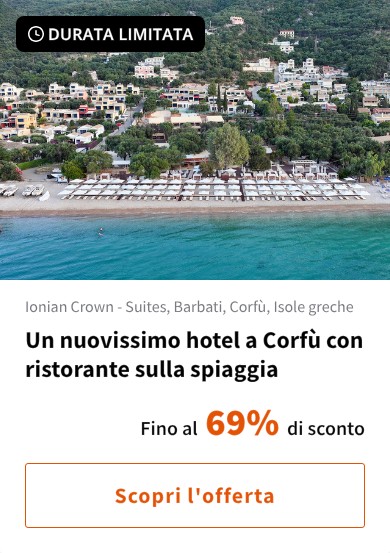 Un nuovissimo hotel a Corfù con ristorante sulla spiaggia