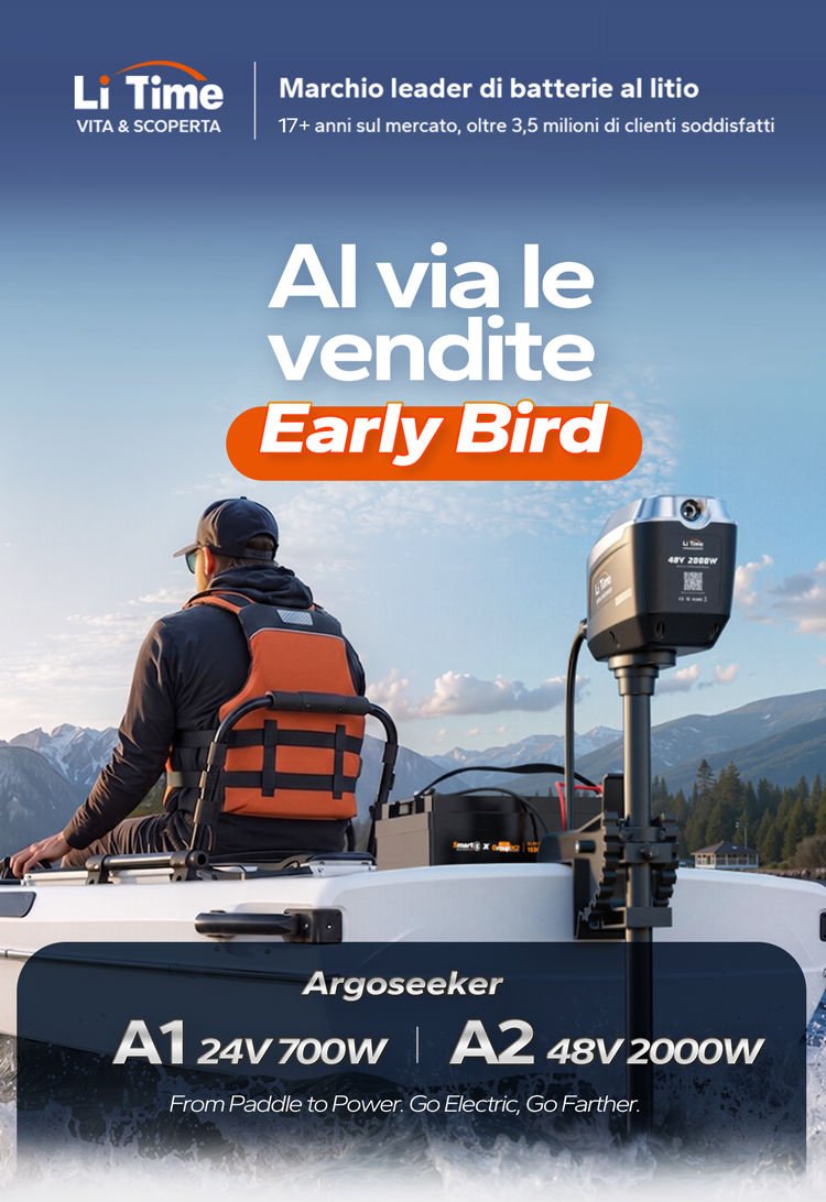 LiTime Argoseeker A1 e A2, nuovi motori fuoribordo elettrici in offerta Early Bird.