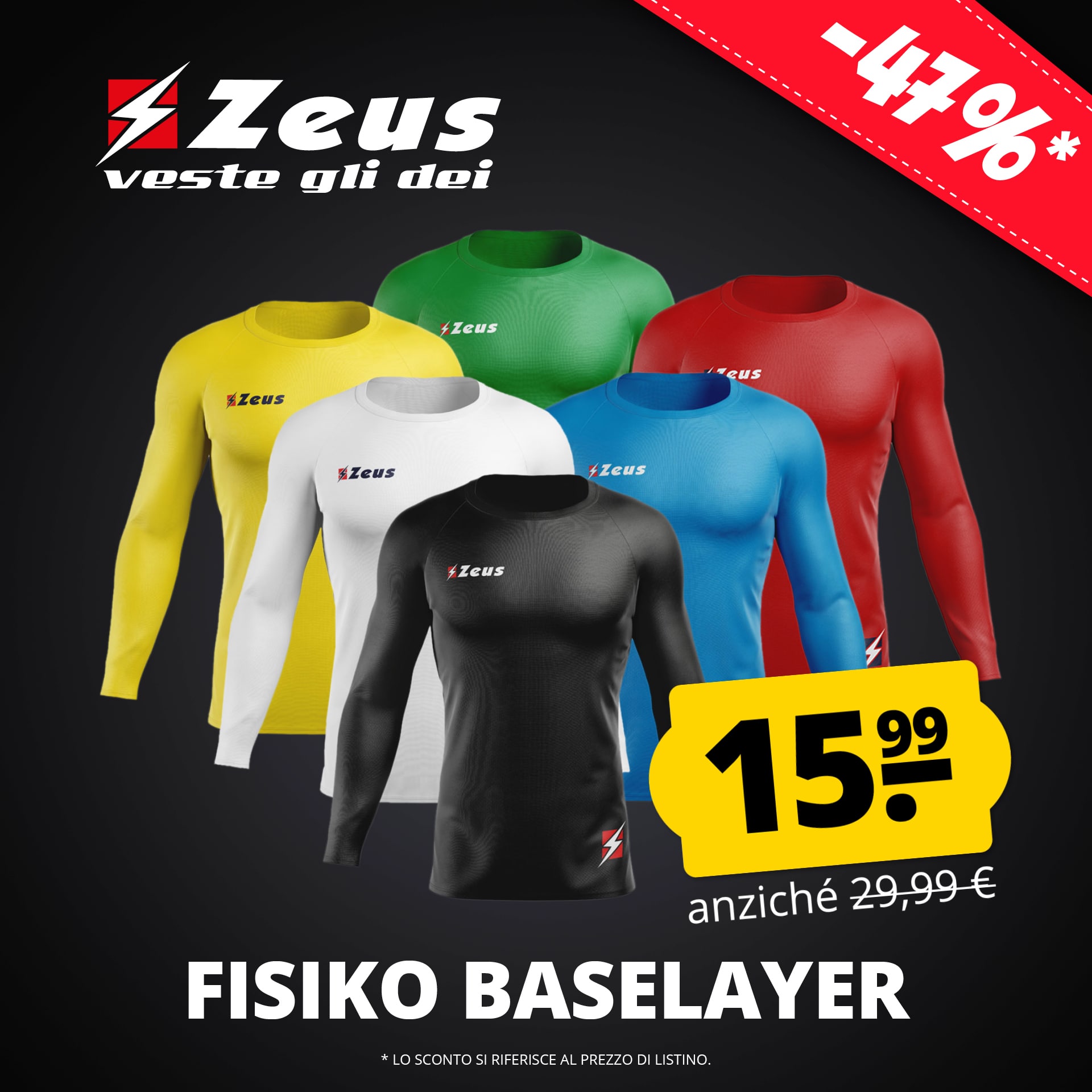 zeus fisiko baselayer maglietta aderente a maniche lunghe 