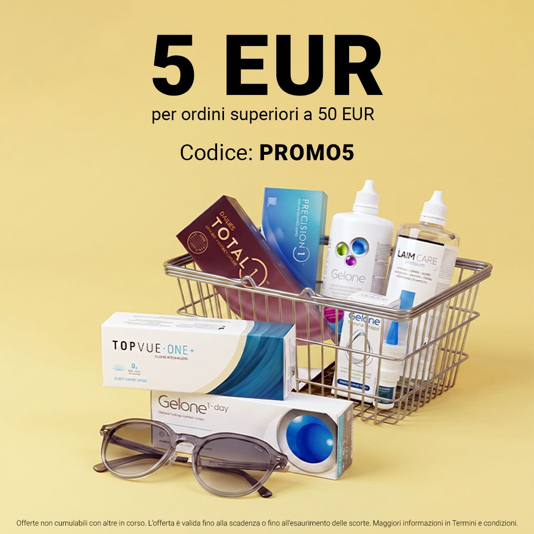 5 eur di sconto per ordini superiori a 50€. codice promo5