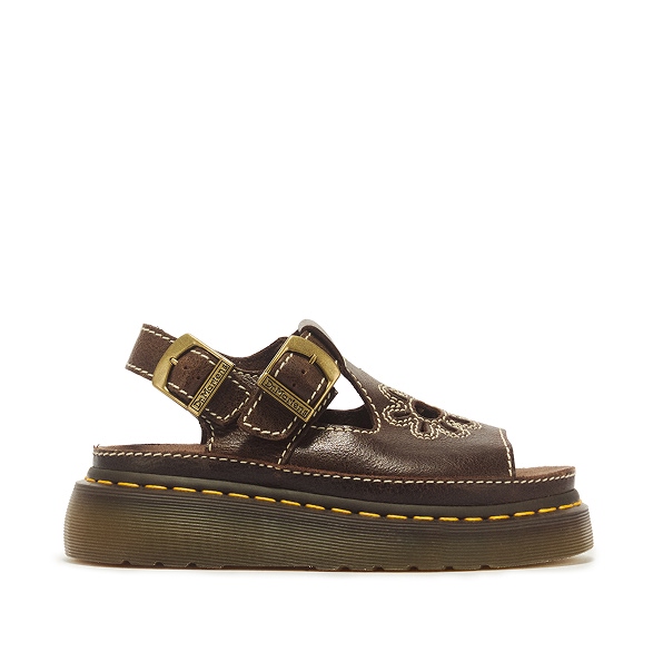 DUNNET FLOWER FULL GRAIN LEATHER SANDALS