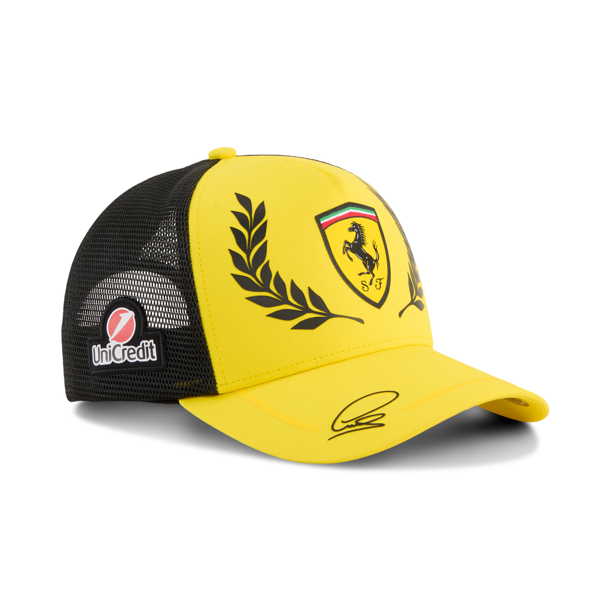 Cappellino da camionista regolabile unisex Puma Lewis Hamilton giallo/nero, replica Scuderia Ferrari Silverstone