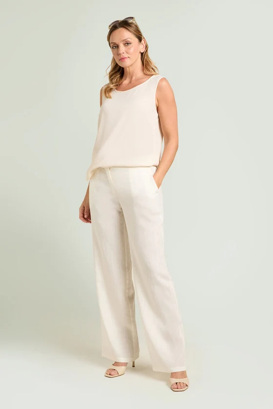 PANTALONI AMPI IN LINO-VISCOSA