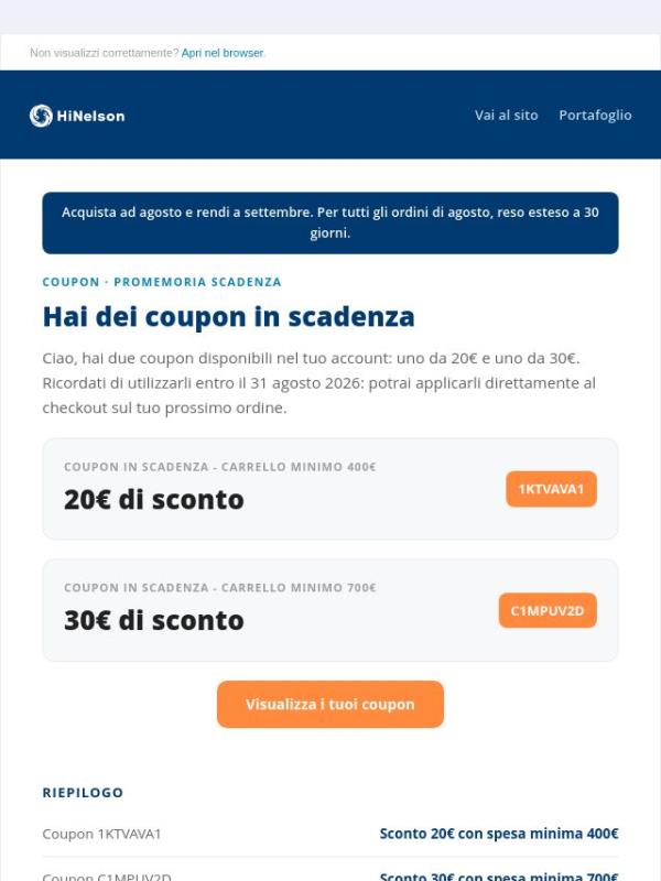 Hai due coupon in scadenza