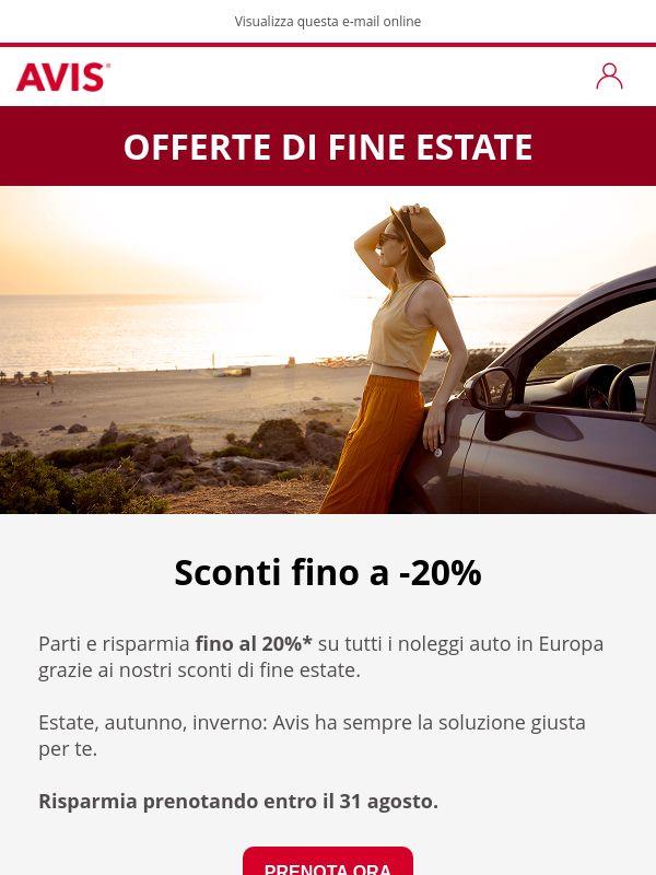 Fino a -20% su tutti i noleggi auto in Europa
