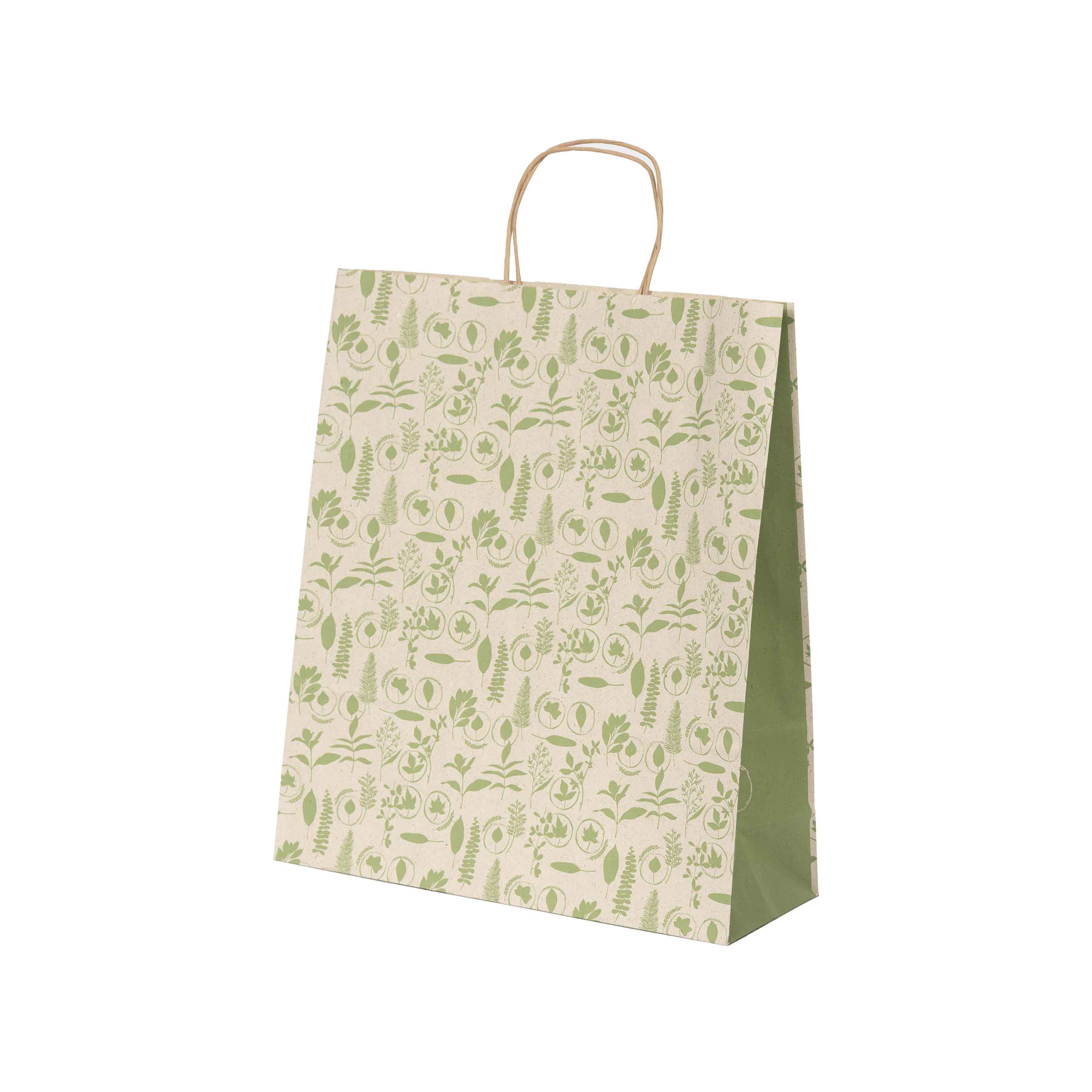 Image of Buste Shopper Carta Erba Botanic con Manici in Carta Ritorta