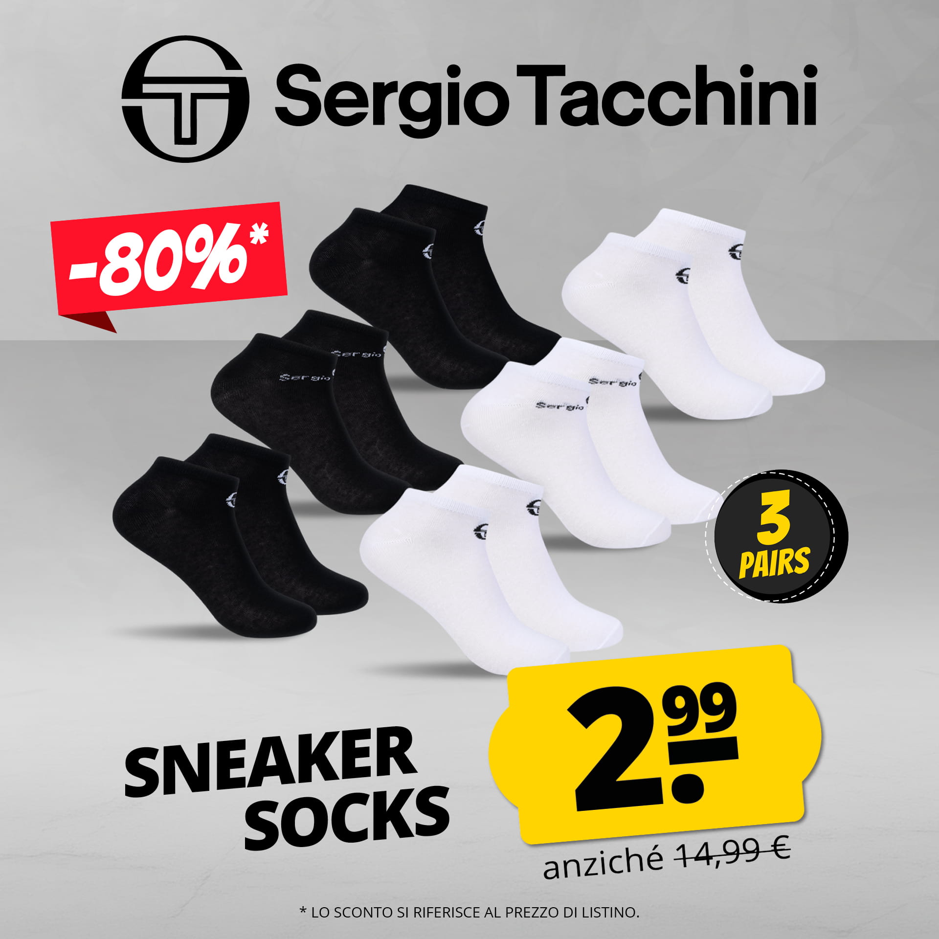 sergio tacchini unisex calzini corti sneaker 3 paia