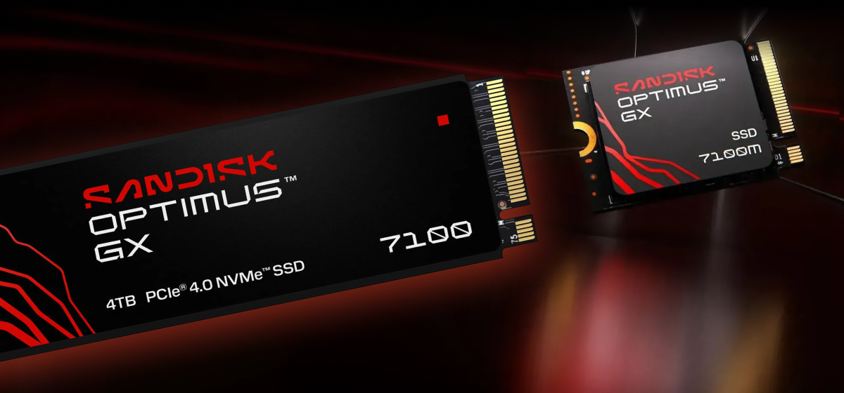 Un'unit&agrave; SSD SANDISK Optimus&trade; GX 7100 NVMe&trade; e un'unit&agrave; SSD SANDISK Optimus&trade; GX 7100M NVMe&trade;