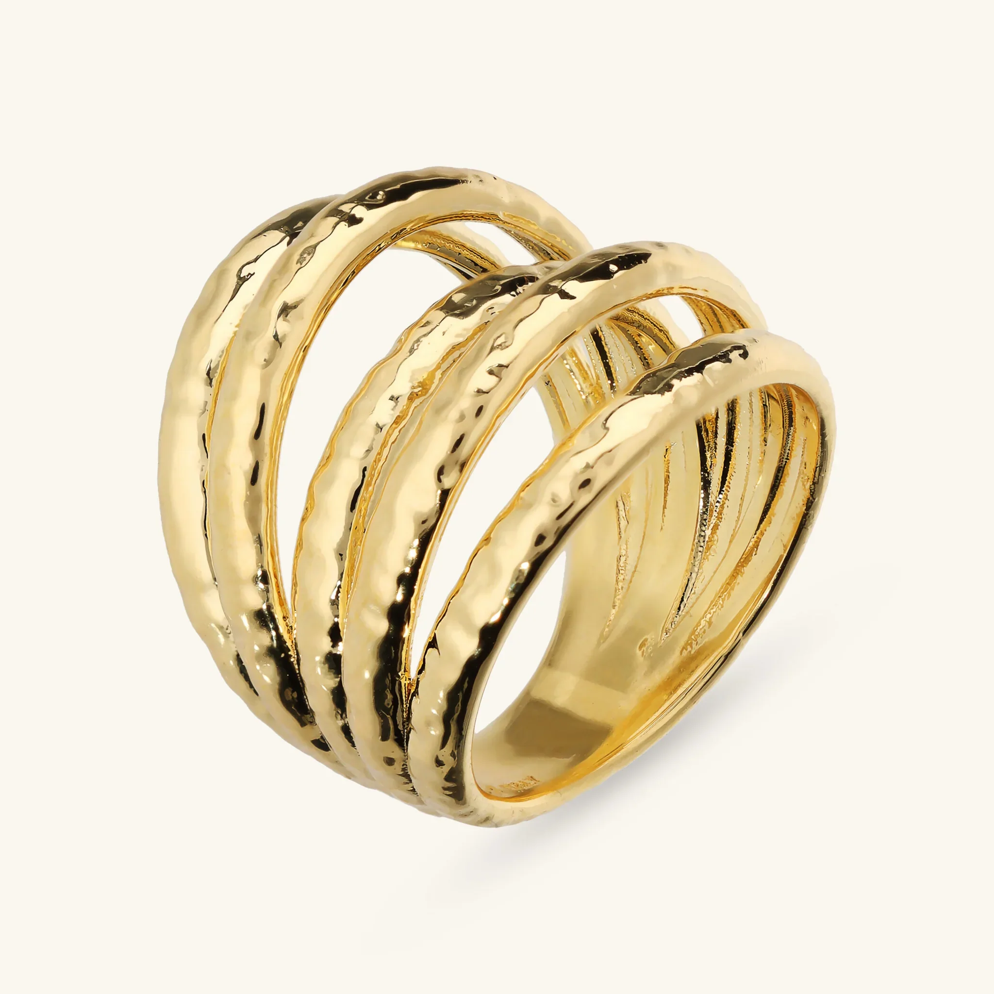Image of Anello a Fascia Multifilo Martellato