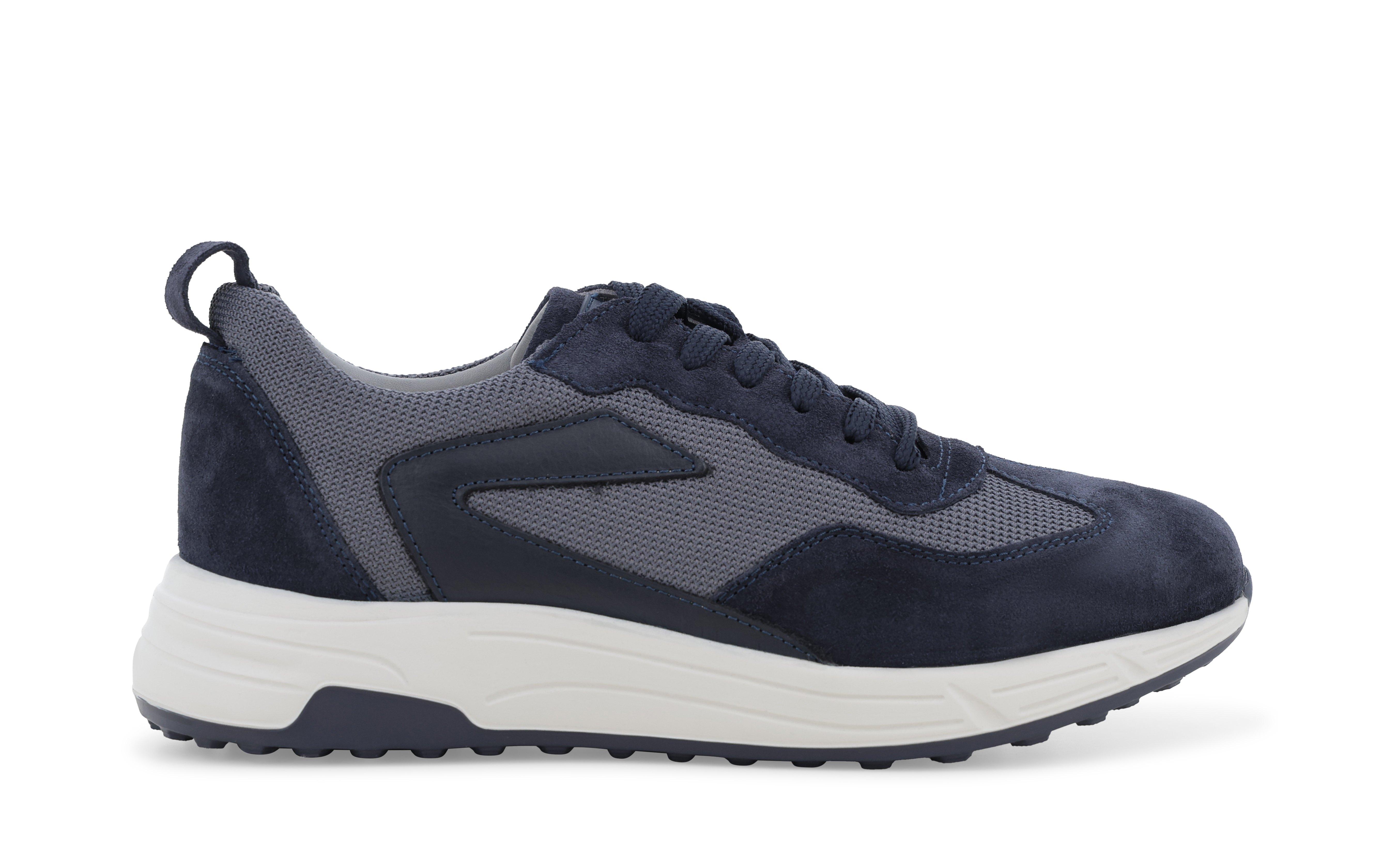 Sneakers uomo blu navy in camoscio e tessuto traspirante u56172