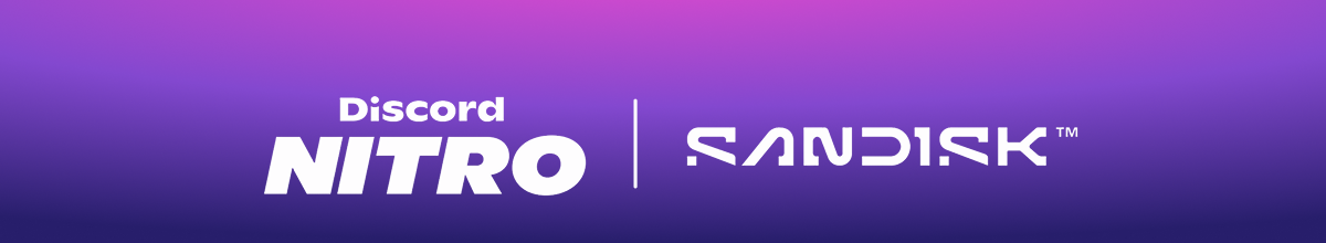 Discord Nitro | Logo SANDISK&trade; bianco su sfondo viola sfumato